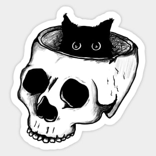 Black Cat Skull Sticker